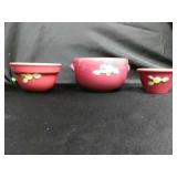 Lot of 3 Rosebud Burgundy Coors Bowls