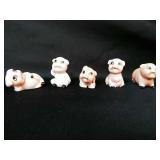 Lot of 5 small ceramic pink pigs