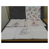 Lot of 4 Vintage towels, and hand stitched table