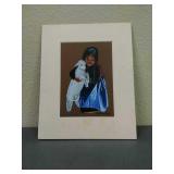 Signed painting of little Indian girl with white
