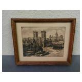 Vintage Framed print of San Fernando Cathedral in