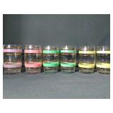 6 Vintage Barrel shape Beverage glasses