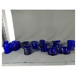 Lot of 14 blue glassware