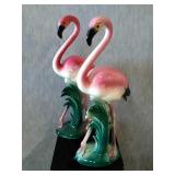 2 Flamingo figurines