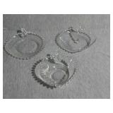 Lot of 3 Heart Shaped Candlewick candy dishes