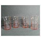 Set of 4 Pink Depression water glasses