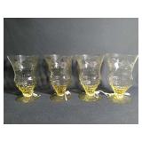 Set of 4 Vintage yellow Depression glasses