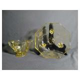2 Pc Vintage Yellow Depression Jubilee sugar bowl