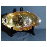 Vintage 9" Carnival Golden glass serving dish