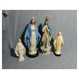 Lot if 4 statute figurines of Virgin Mary
