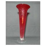 Hand blown red Venetian vase
