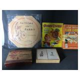 Lot of vintage books and flash cards