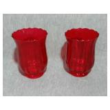 Lot of 2 Red glass vases