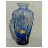 Cobalt blue vase y gold Flamingo