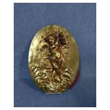 Gold leaded cherub oval plaque