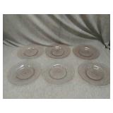 Lot of 6 Rose colored luncheon glass plates