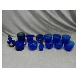 Lot of 13 cobalt blue items