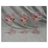 Lot of 3 stemmed glasses