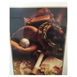 Framed and matted historic baseball print