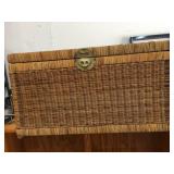 Large wicker chest with brass handles