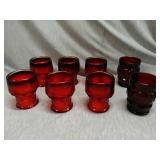 Lot of 8 Ruby Red glassware