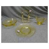 Lot of 4 Yellow Jubilee glassware