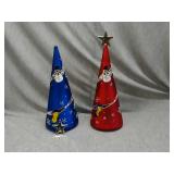 Lot of 2 Hand painted glass Christmas trees