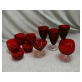 Lot of 10 Assorted Ruby glassware