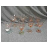 8 Assorted pink stem ware