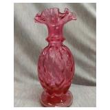Cranberry Fenton ruffled vase
