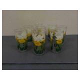 Lot of 8 Vintage floral glassware