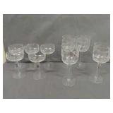 Lot of 9 Crystal stemmed glasses.