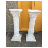 Pair of plaster column plant stands