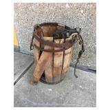 Barrel of vintage horse tack
