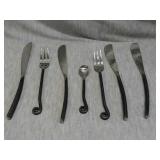 7pc hammered metal flatware