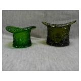 Lot of 2 green hat planters