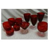Lot of 10 Assorted Ruby glassware
