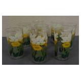 Lot of 8 Vintage floral glassware