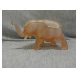 Frosted Pink elephant glass trinket box