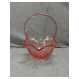 Decorative deep pink glass basket