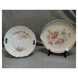 Lot of 2 Vintage hand painted serving plates