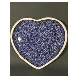 Handmade Polish Pottery heart shaped plate