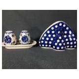 Handmade Polish Pottery salt and pepper with