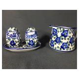 Handmade Polish Pottery salt and pepper shakers