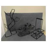 Lot of 3 assorted metal wine bottle holders