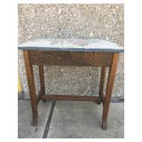 Antique dark oak upholstered bench