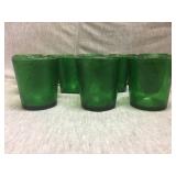 Lot of 12 vintage green pressed drinking glasses