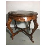 Vintage round wood end table
