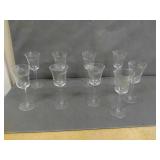 Lot of 9 Crystal Sherry Glasses