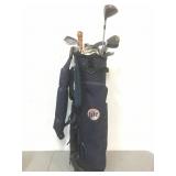 Hot Z Miller Lite golf bad with assorted clubs